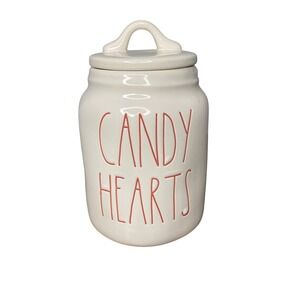 Rae Dunn Candy Hearts Ceramic‎ Jar with Lid Valentine's Day Kitchen Decor